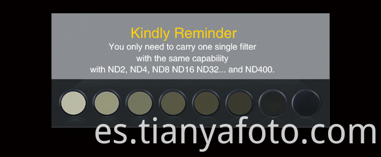 Filtro ND de densidad neutra de atenuador ajustable de 37-82 mm Filtro de cámara de densidad neutra variable ND2-400